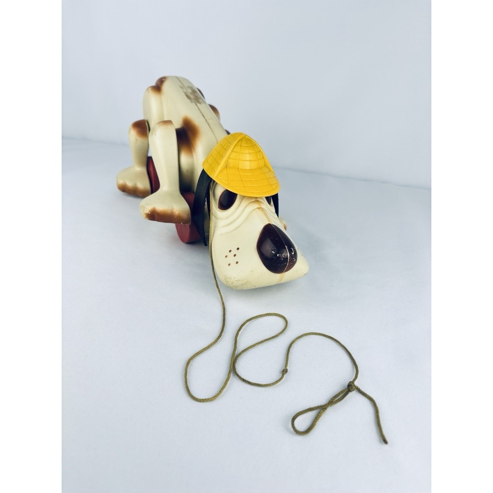 Vintage 1970s Hasbro Digger The Hound Dog Sleuth Detective Pull String Toy Works